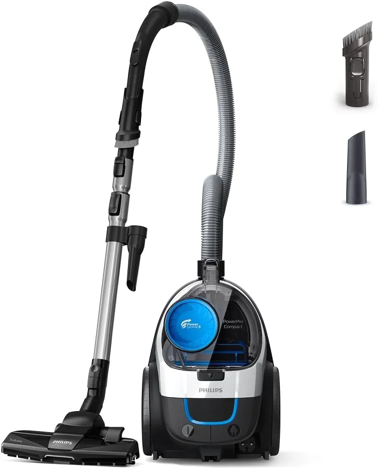PHILIPS PowerPro Compact Aspiradora sin Bolsa, 900 W, 1,5L, PowerCyclone 5 | Aspiradora 900 W, filtro HEPA H13 , PowerCyclone 5, boquilla TriActive, ligera y antialérgica (FC9332/09)