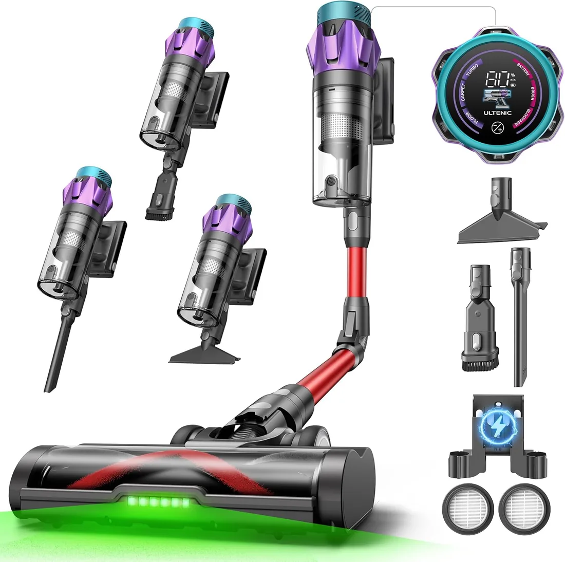 Ultenic U18Pro Aspiradora sin Cable 55Kpa/80Mins, Sistema Multiciclón