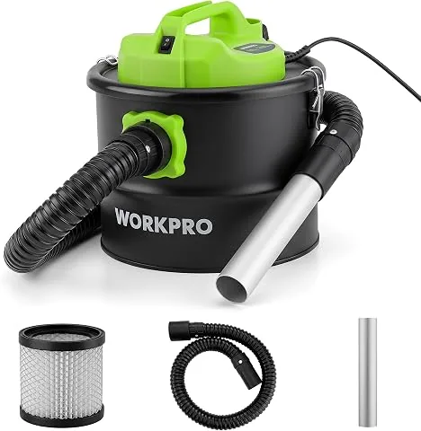 WORKPRO Aspirador de Cenizas 10L 700W con Función Soplado | Aspiracenizas para Chimeneas, Estufas y Barbacoas, Depósito Me
