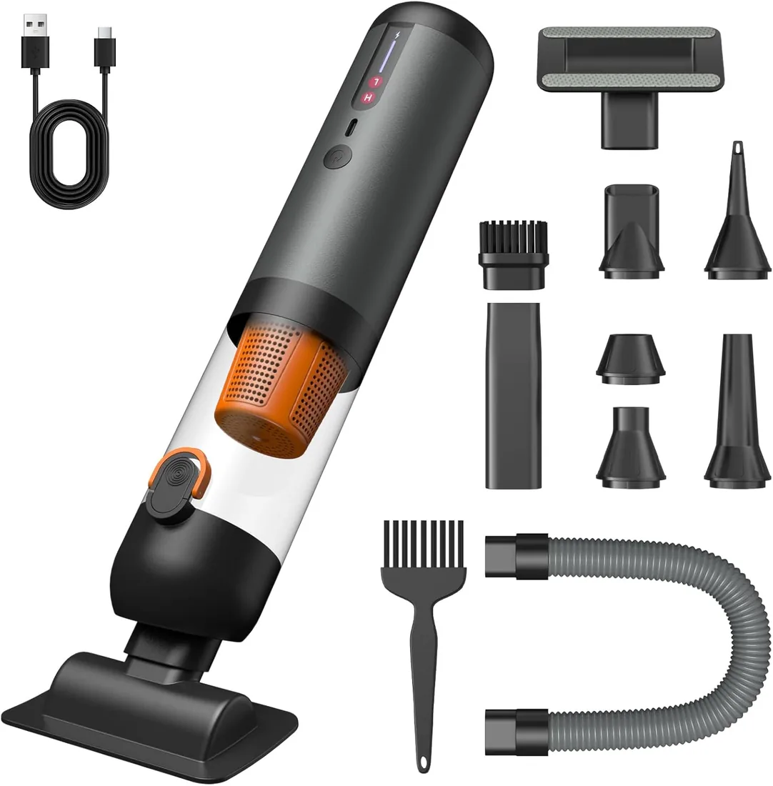 AIMAX Aspirador inalámbrico portátil 4 en 1 con batería de 20000 Pa/120 W/40 min, batería de 7800 mAh, 2 Modos de succión y soplado, Carga rápida USB-C en 2,5 h para Coche, mesas de Oficina