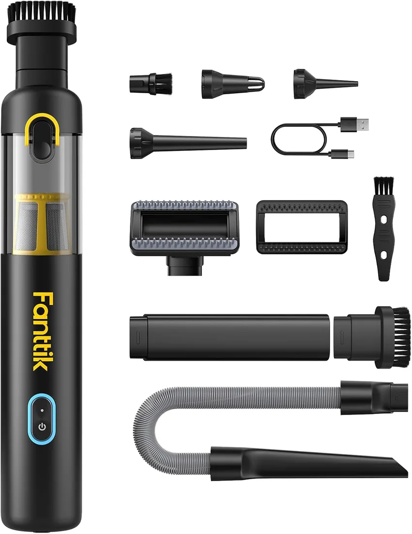 Fanttik Slim V8 Apex Aspirador de Mano inalámbrico para Coche, Alta Potencia de succión 19000 Pa,Carga rápida USB-C en 2,5 Horas, 4 en 1 Aspirador y soplador de Aire y Bomba (Negro)