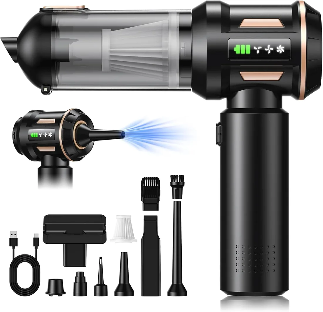 SLOKSFil 2026 Aspiradora de Mano,28000PA Aspiradora Mini 4 en 1 Sin Cable, Autovaciado con un Solo Botón y, 3 Niveles de Succión Motor sin Escobillas, para el/HogarPelos/Animales/Cocina (HL138) foto 3
