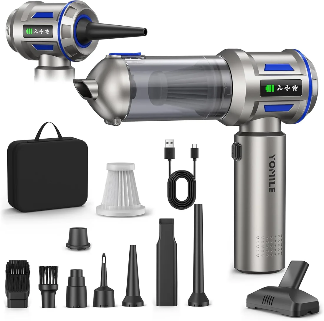 Yomile Aspirador de Mano, 27000Pa/135W, Aspiradora sin Cable Coche 4 en 1, Aspiradoras de Mano con Motor sin Escobillas de 250.000 RPM, para Coche/para Uso en la Oficina/la Cocina foto 3