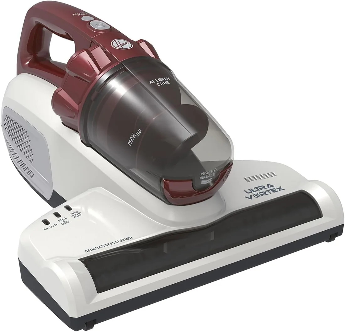 Hoover Ultravortex Aspirador de Mano Especial Colchones, 3en 1, Antiácaros y Antibacterias, Luz Ultravioleta UV-C, Especial Alergias, Depósito 0,3L, Cable 5m [MBC500UV]