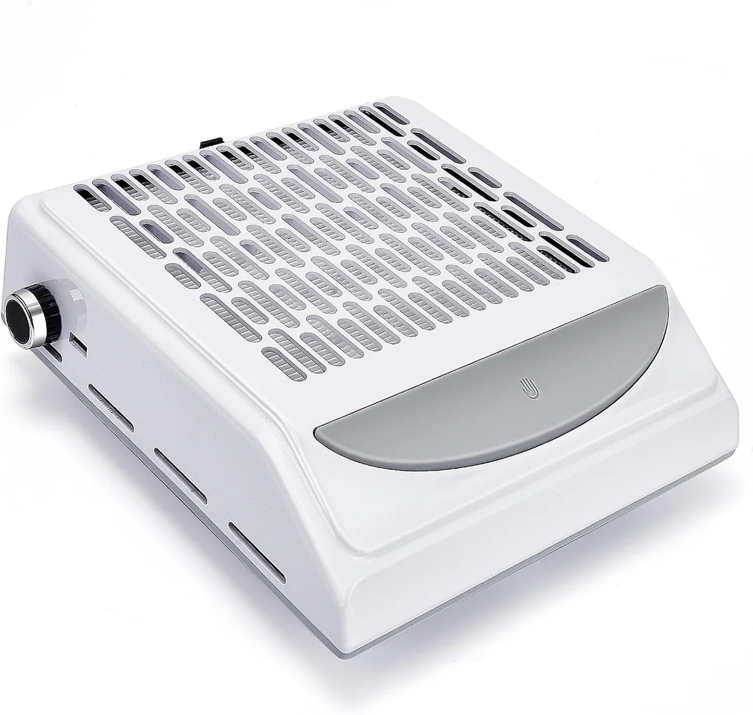 100W Aspirador UñAs Profesional, Con Filtro Aspirador UñAs, Velocidad Regulable Aspirador Manicura, Para Salones De Manicura, Manicura, Grabado, Pulido (Blanco)