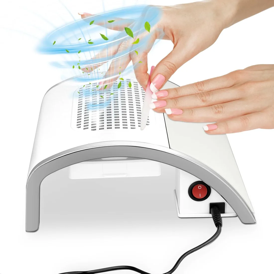 Aspirador de uñas Profesional 80W con 2 Ventiladores - Aspirador eléctrico para Extensiones y colocación de uñas - Ideal para el Arte de uñas y la manicura
