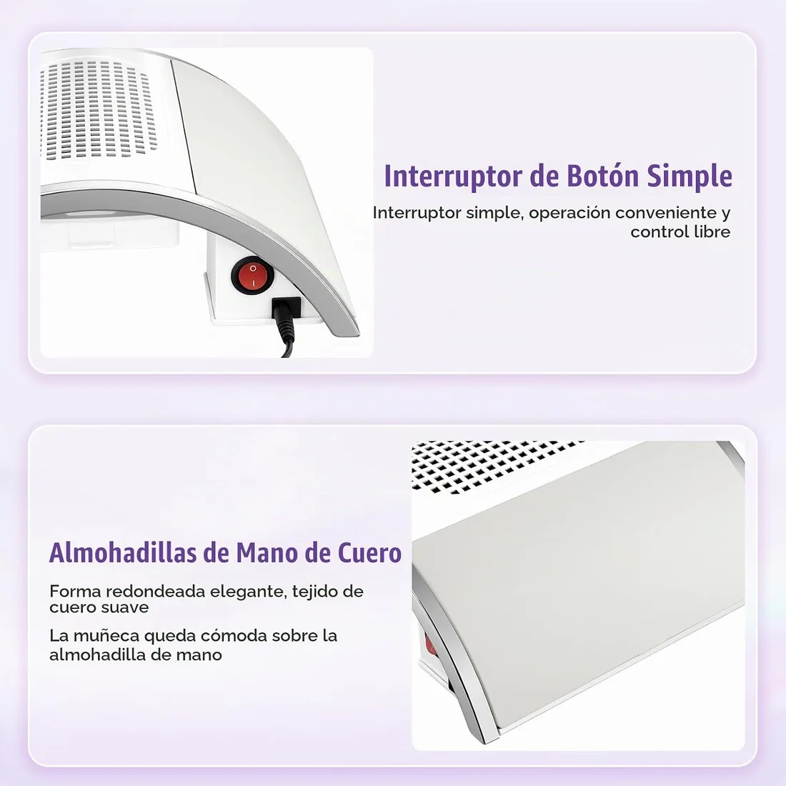 Aspirador de uñas Profesional 80W con 2 Ventiladores - Aspirador eléctrico para Extensiones y colocación de uñas - Ideal para el Arte de uñas y la manicura foto 2