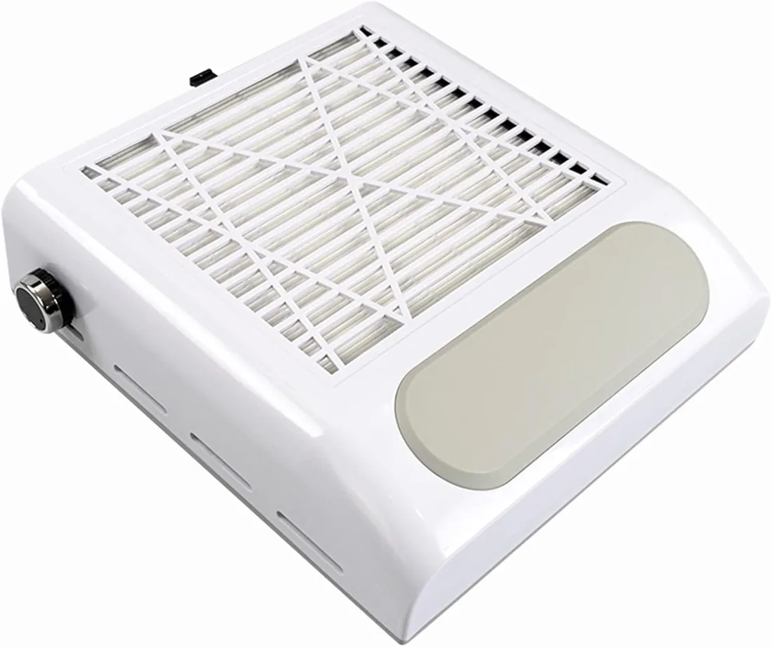 Aspirador de uñas Profesional Acrilico para uñas, 80W Colector de polvo de uñas Aspiradora, 2 niveles de velocidad ajustable, herramienta de salón de arte para uñas con filtro de malla portátil