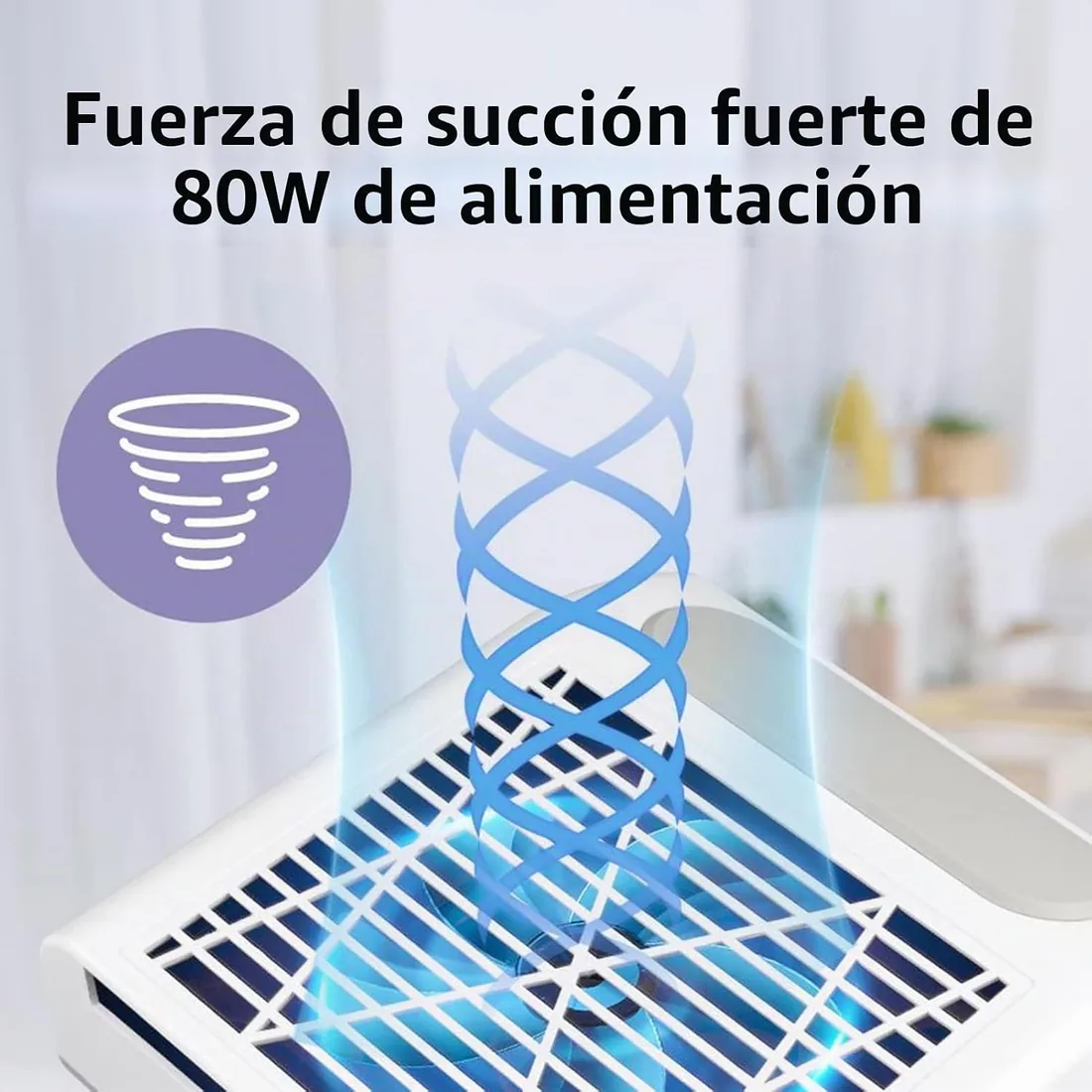 Aspirador de uñas Profesional Acrilico para uñas, 80W Colector de polvo de uñas Aspiradora, 2 niveles de velocidad ajustable, herramienta de salón de arte para uñas con filtro de malla portátil foto 3