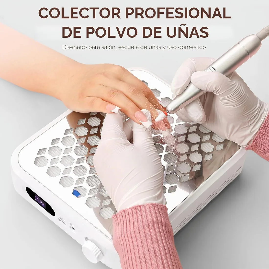 Aspirador uñas Profesional, Succión de 800Pa 6500RPM HEPA Recargable | CHRISTINE SHELLY Colector de polvo de uñas, y motor sin escobillas de para uñas acrílicas, filtroreutilizable foto 2