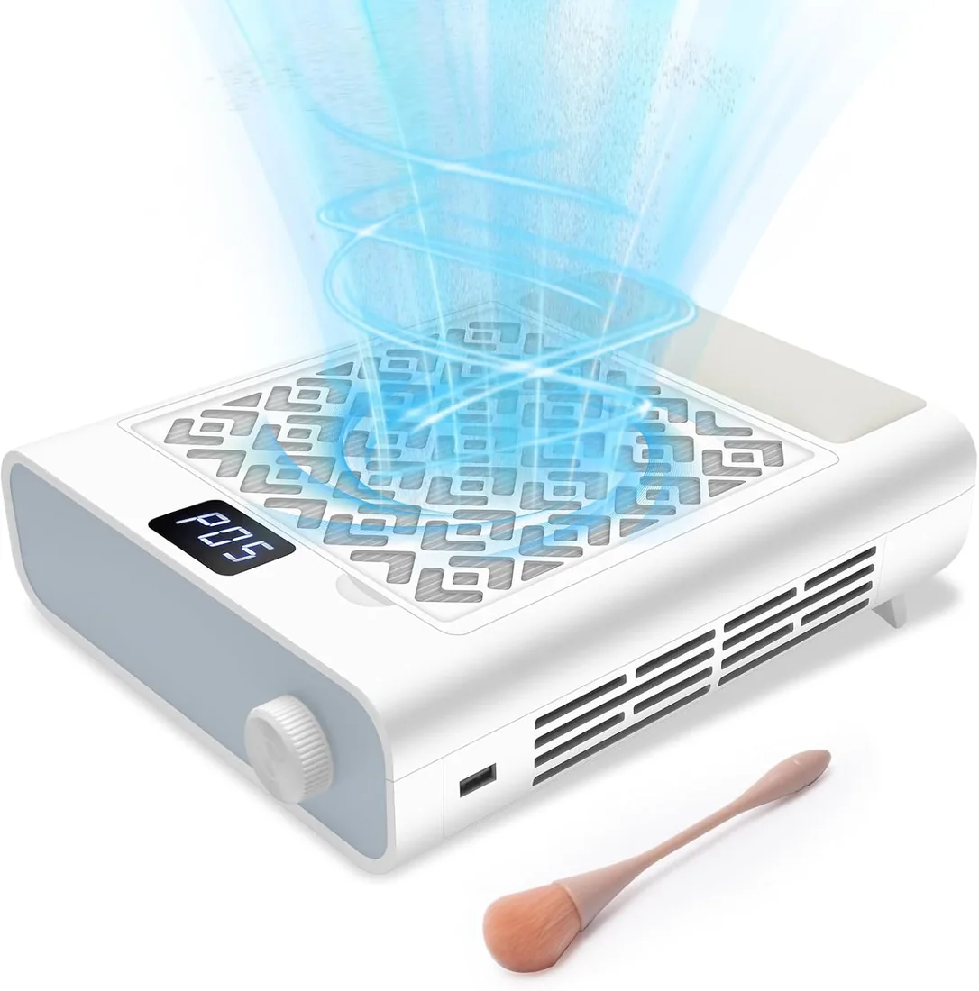 CGBE Extractor de Polvo de Uñas: 12000RPM Extractor de Polvo de Uñas con 2 Filtros Potente Extractor Profesional de Polvo de Uñas y Aspirador Doméstico.