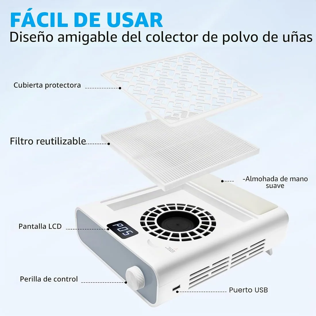 CGBE Extractor de Polvo de Uñas: 12000RPM Extractor de Polvo de Uñas con 2 Filtros Potente Extractor Profesional de Polvo de Uñas y Aspirador Doméstico. foto 2