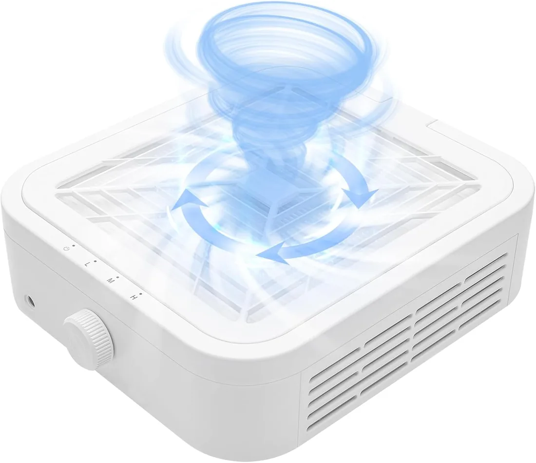 CGBE Extractor de Polvo de Uñas, 120W Extractor de Polvo de Uñas con 2 Filtros Potente Extractor Profesional de Polvo de Uñas y Aspirador Doméstico. (WL007) (White)