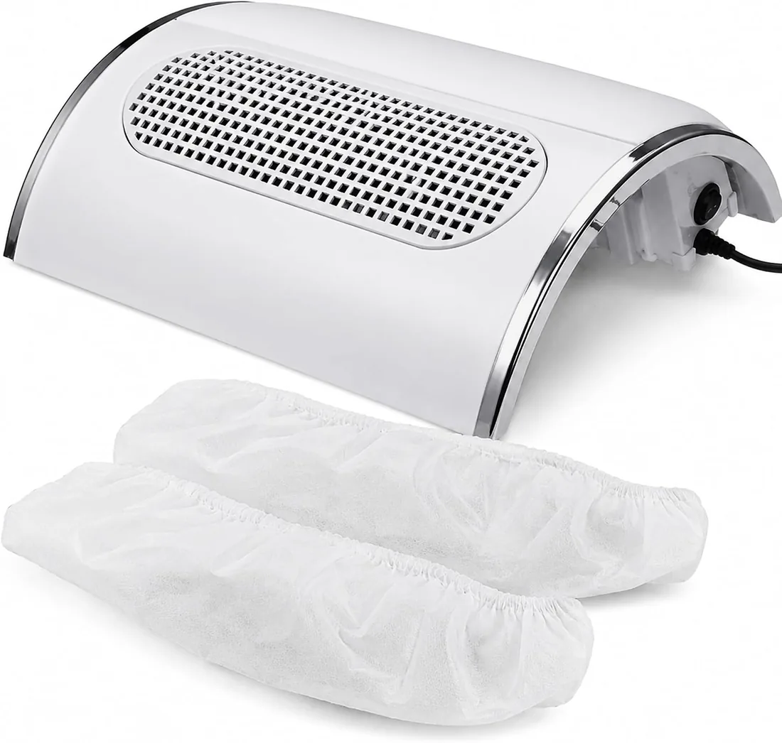 Retoo Aspirador Uñas, Collector de Polvo de uñas, Extractor 60W con 3 Ventiladores Silenciosos, Diseño Ergonómico y Elegante, Ideal para Manicura y Pedicura, Blanco