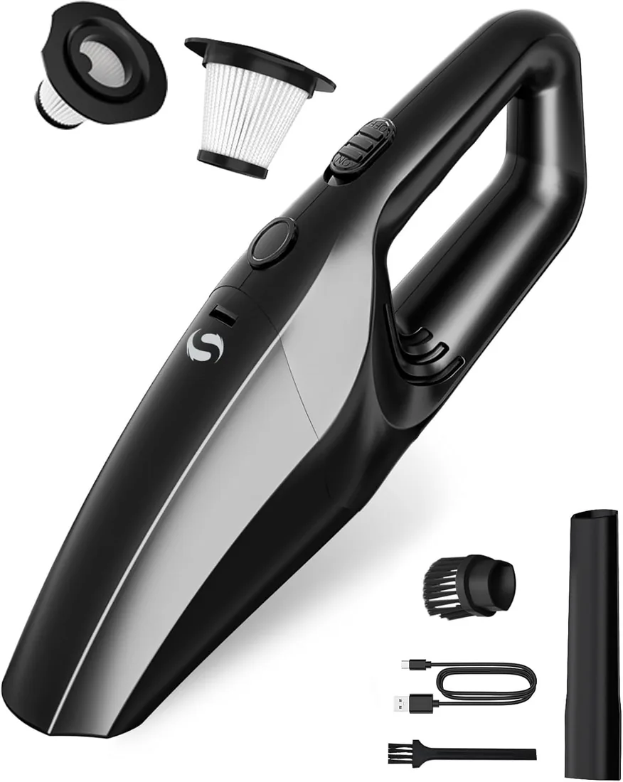 Aspirador de Mano, Aspirador Coche Potente sin Cable | Recargable con Filtro HEPA Lavable, Mini Aspiradora de Mano sin Cable Portátil para Coche, Hogar, Pelo de Mascotas y Polvo foto 2