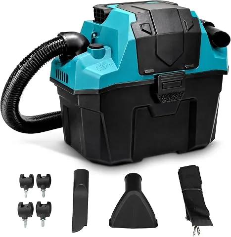 Aspirador con batería en seco y húmedo, 11 L, portátil, con motor de cepillo, potencia de succión de 16 KPa, 200 W, aspiradora industrial inalámbrica para taller, coche, garaje y hogar (sin batería ni