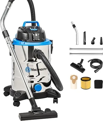 Vacmaster VQ1530SFDC 1500W 30L Aspirador en seco y húmedo, Industrial de Acero Inoxidable, Función De Soplador, Toma De Corriente con Herramientas Eléctricas foto 2