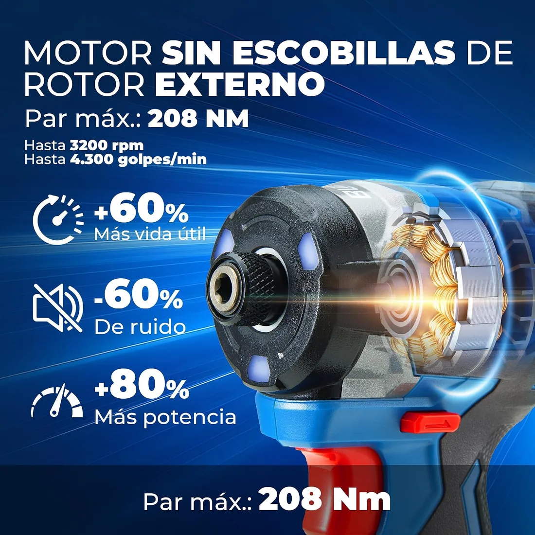 Dong Cheng Atornillador de impacto 20V, 208 Nm (2 baterías) | Cuerpo ultracorto de 107 mm, Hex 6.35mm, para trabajos de atornillado pesados, 3+1 velocidades, DCPL208 foto 2