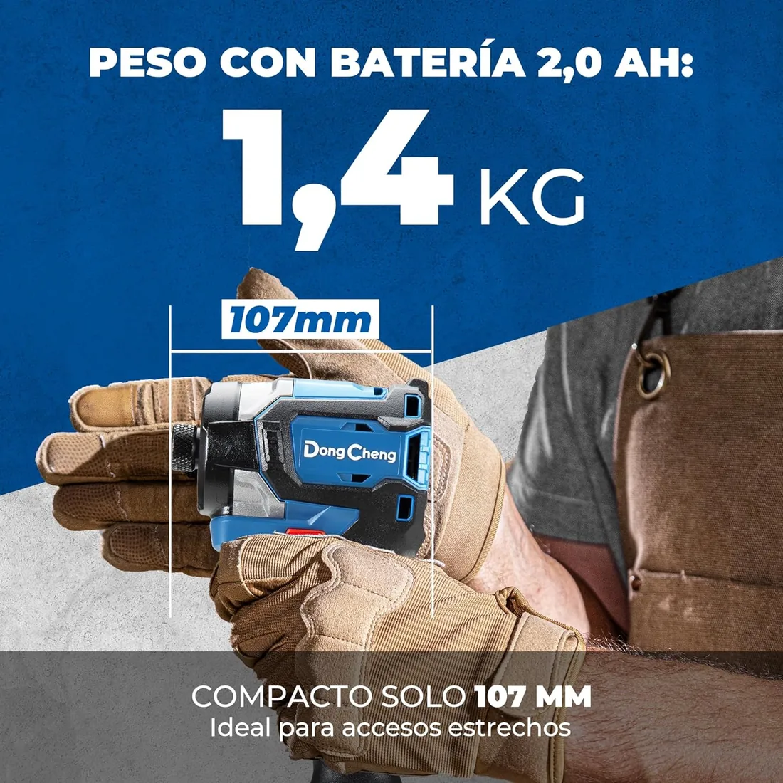 Dong Cheng Atornillador de impacto 20V, 208 Nm (2 baterías) | Cuerpo ultracorto de 107 mm, Hex 6.35mm, para trabajos de atornillado pesados, 3+1 velocidades, DCPL208 foto 3