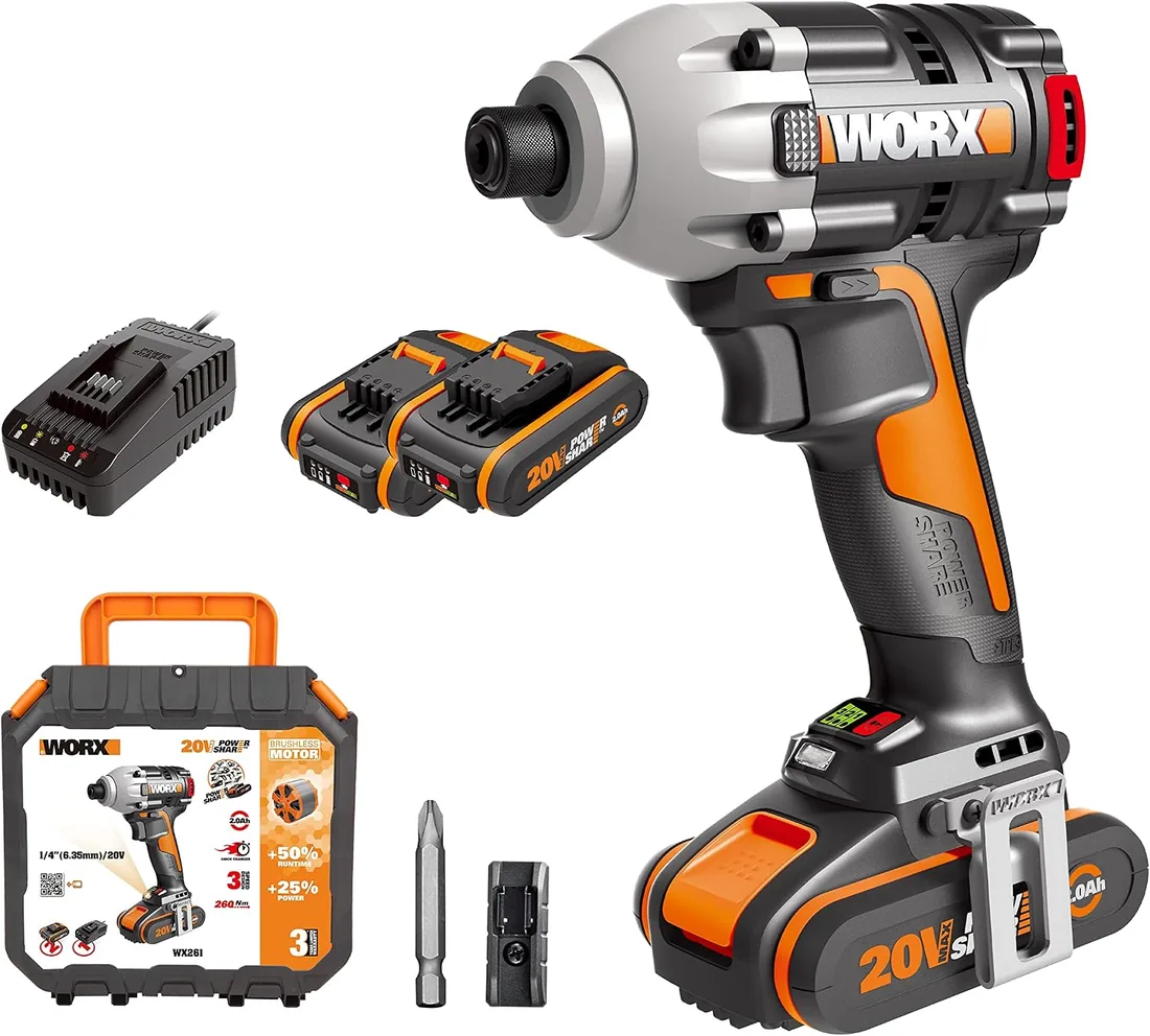WORX WX261 Atornillador Impacto Brushless 20V 2Ah 2bat