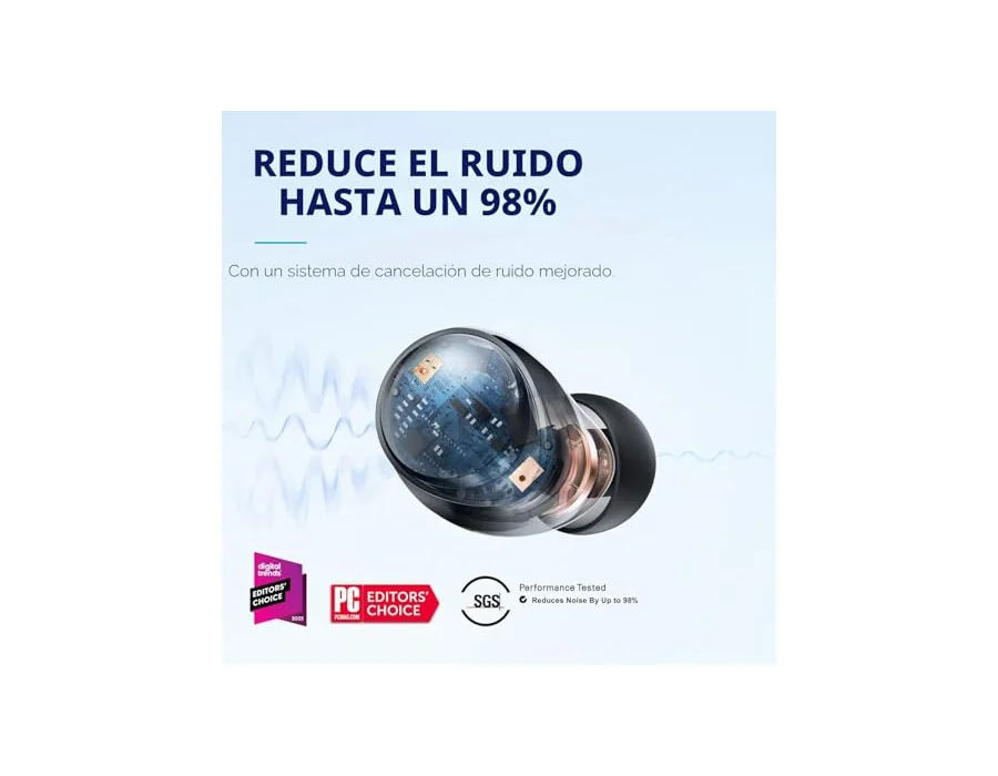 Soundcore by Anker Space A40 Auriculares Inalámbricos Bluetooth Cancelación Ruido Activa Adaptativo, 50H Reproducción Total, Hi-Res Sonido LDAC, Ajuste Cómodo, 6 Mics, Carga inalám foto 3