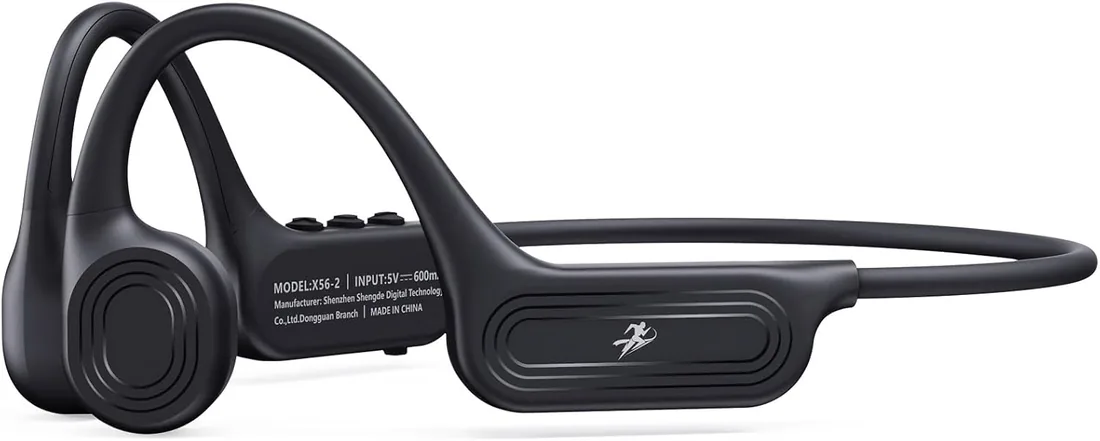 Guudsoud Auriculares de conducción ósea Bluetooth 6.1, diseño inalámbrico Abierto, micrófono Incorporado, Resistencia al Agua IP56, adecuados para Deportes, Ciclismo, Fitness y Uso en la Oficina