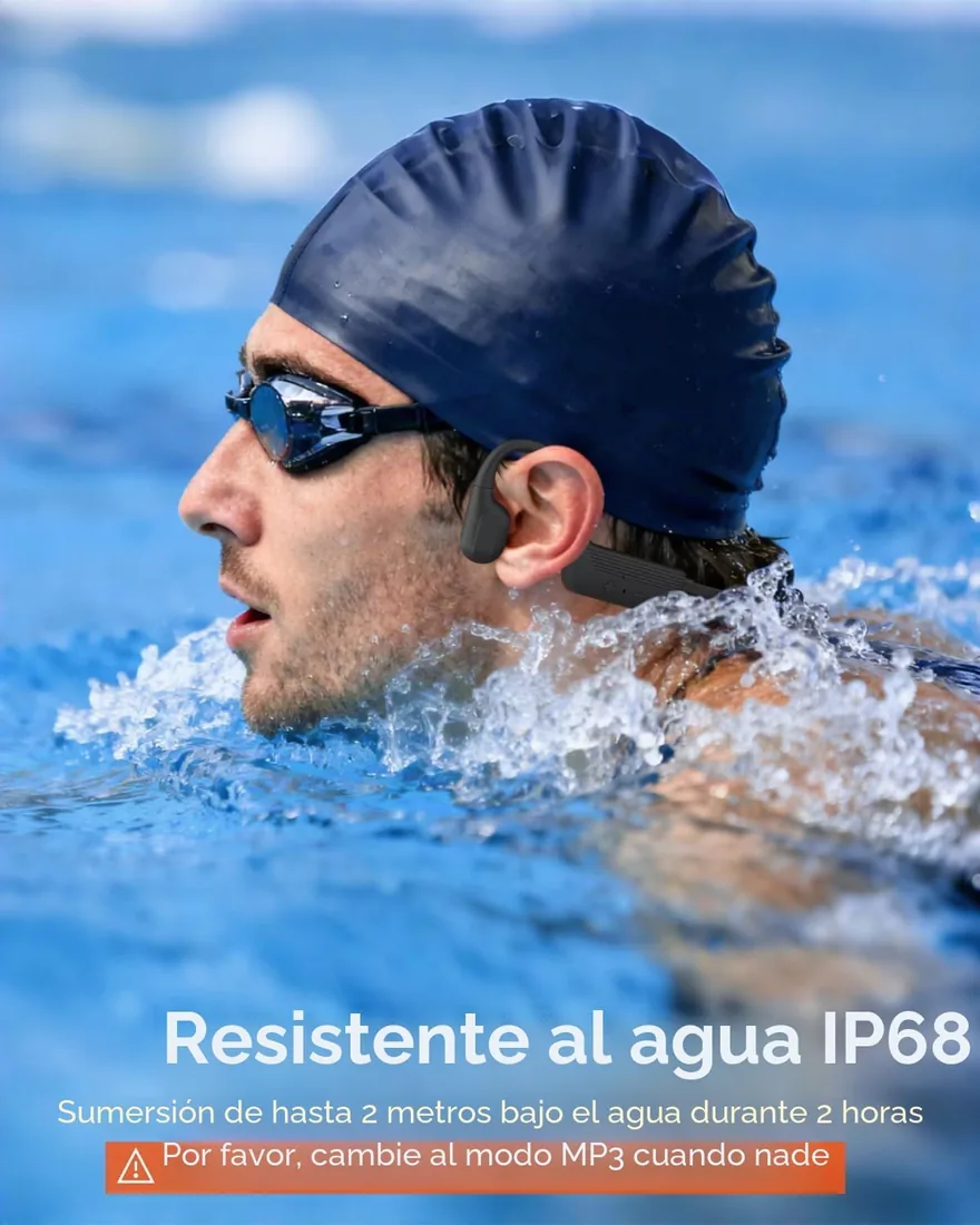 MONODEAL Auriculares de Conducción Ósea Bluetooth 5.4, IP68 Impermeable para Natación, 8GB MP3 para Nadar, Correr y Ciclismo foto 3