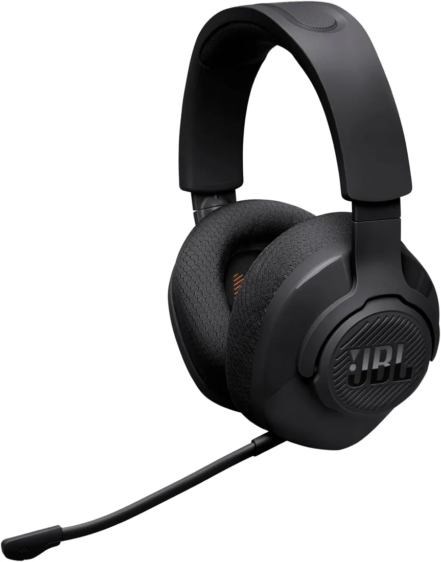 JBL Quantum 360 Auriculares inalámbricos circumaurales para gaming, conexión inalámbrica dual de 2,4 GHz y Bluetooth, JBL QuantumSURROUND Signature, batería de 22 h, micrófono desmontable, negro