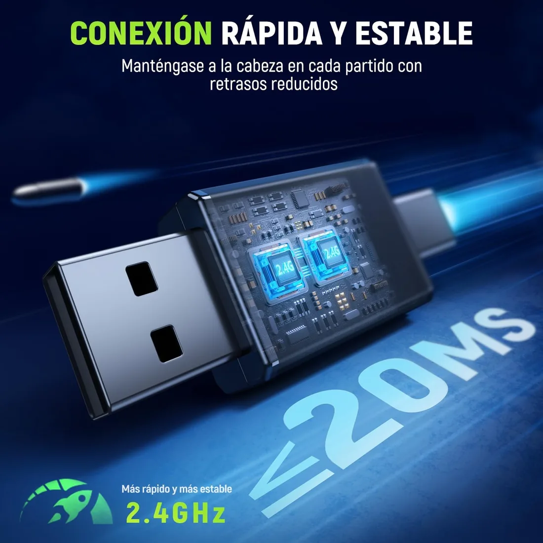 Tatybo Cascos Gaming Inalámbricos para PC/Ps5/Ps4, Auriculares Gaming Inalámbricos con 2,4 GHz+Bluetooth 5,3 Modo Dual, 7.1 Sonido Envolvente, Duración 40Hr+ foto 3