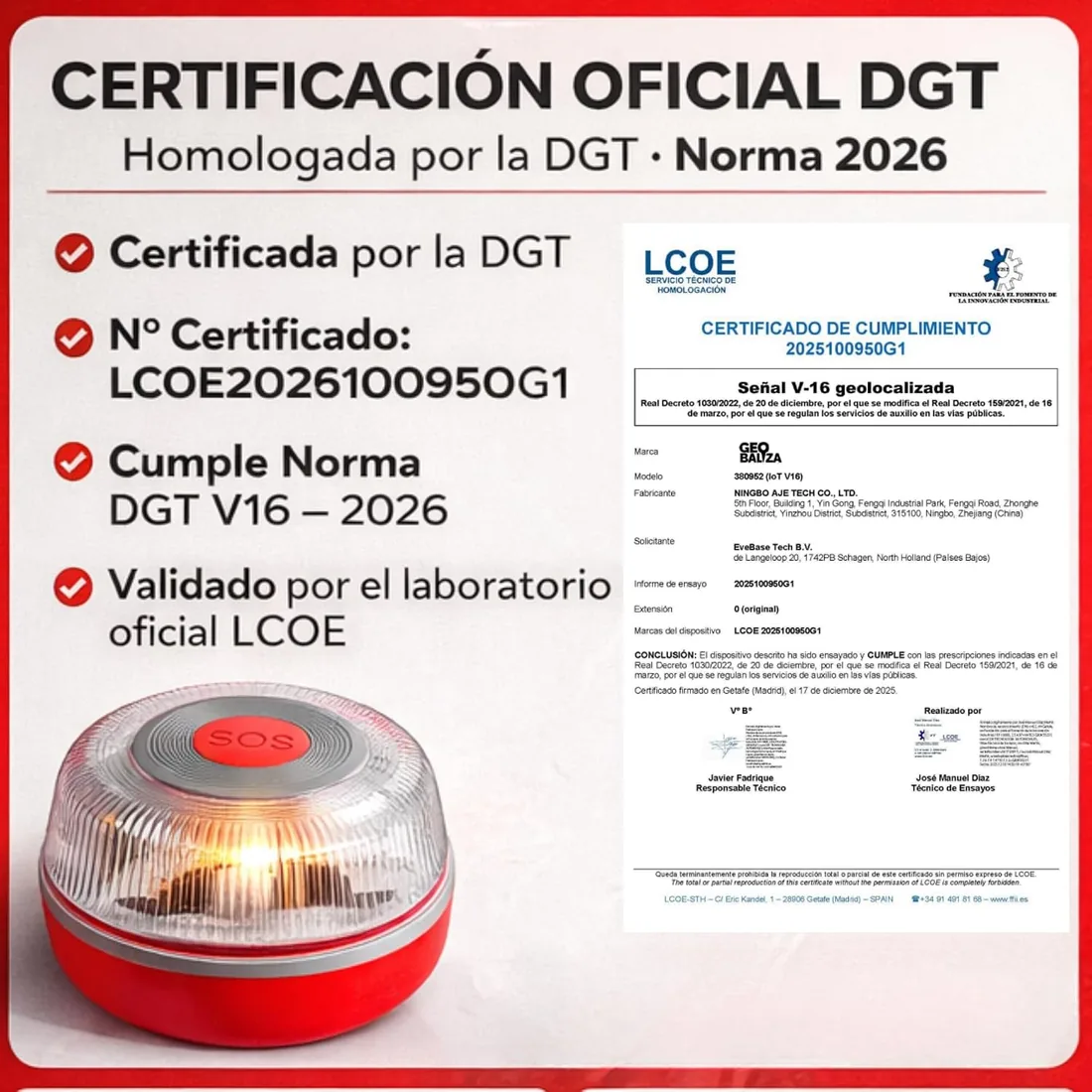 Baliza V16 Homologada DGT con Geolocalizador | Luz de Emergencia Coche Certificada DGT 3.0 | 12 Años Conectividad - V16 Homologada 2026- Compatible con la app SOSCar foto 3