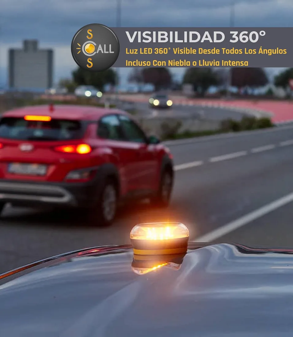 Baliza V16 para Coche Homologada DGT 3.0 | Luz de Emergencia SOS Conectada | LED 360° Alta Visibilidad | Fabricada en España | Válida hasta 2040 foto 2