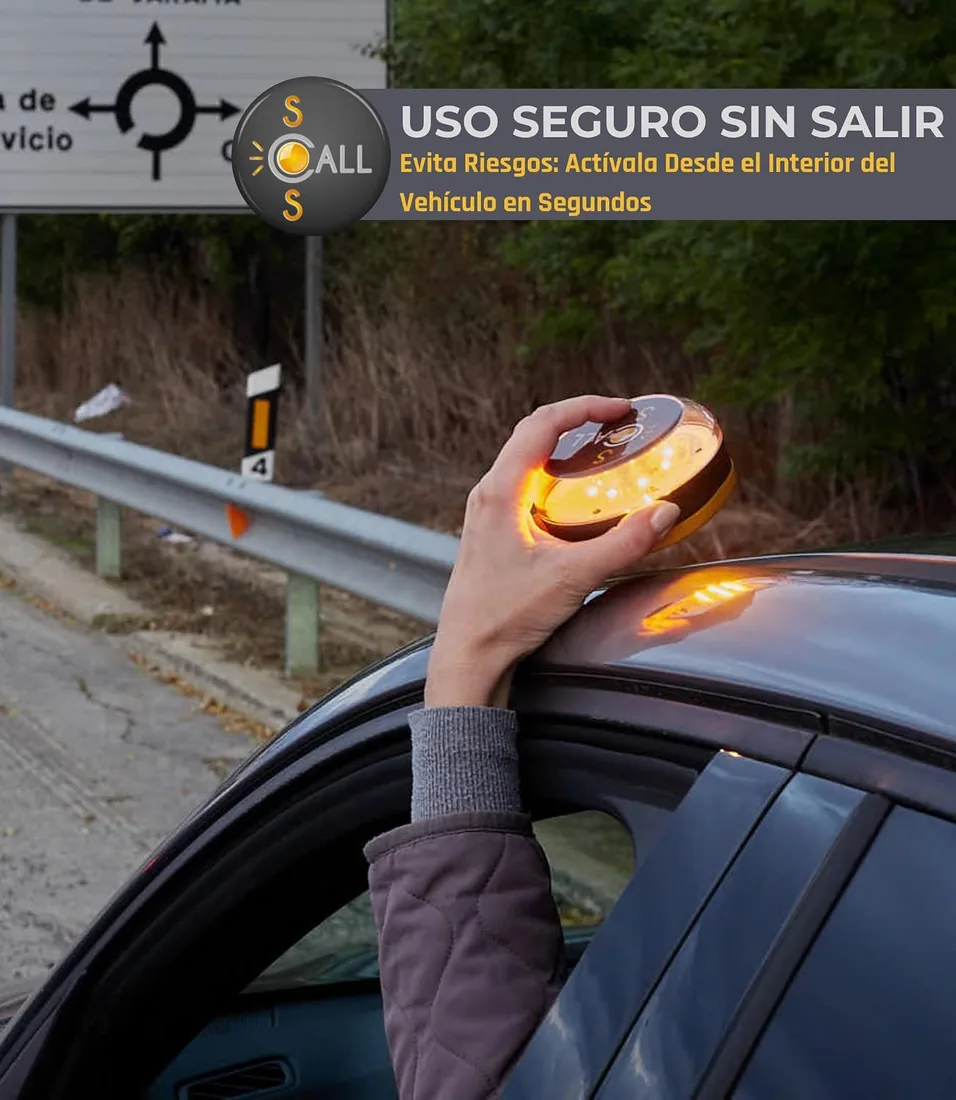 Baliza V16 para Coche Homologada DGT 3.0 | Luz de Emergencia SOS Conectada | LED 360° Alta Visibilidad | Fabricada en España | Válida hasta 2040 foto 3