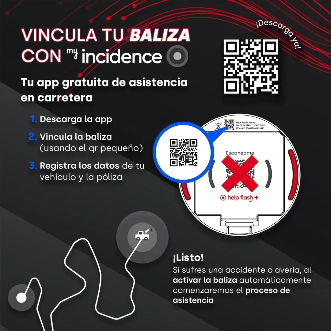 help flash IoT+, Luz de Emergencia V16 con Geolocalización y más de 290 candelas de potencia, Exigible a partir de 2026, Conectada con DGT 3.0, Señal V-16 para Coches, plan de datos incluido foto 3