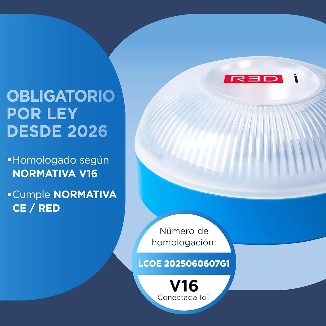 R3Di Baliza V16 Homologada DGT 3.0, Conectada hasta 2038, Uso obligatorio en España desde 2026, GPS + IoT incluidos 12 años, Luz LED 360° de Emergencia para Coche foto 2