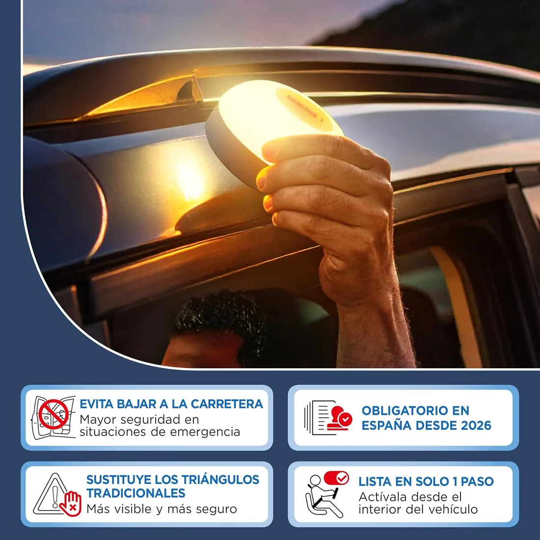 R3Di Baliza V16 Homologada DGT 3.0, Conectada hasta 2038, Uso obligatorio en España desde 2026, GPS + IoT incluidos 12 años, Luz LED 360° de Emergencia para Coche foto 3