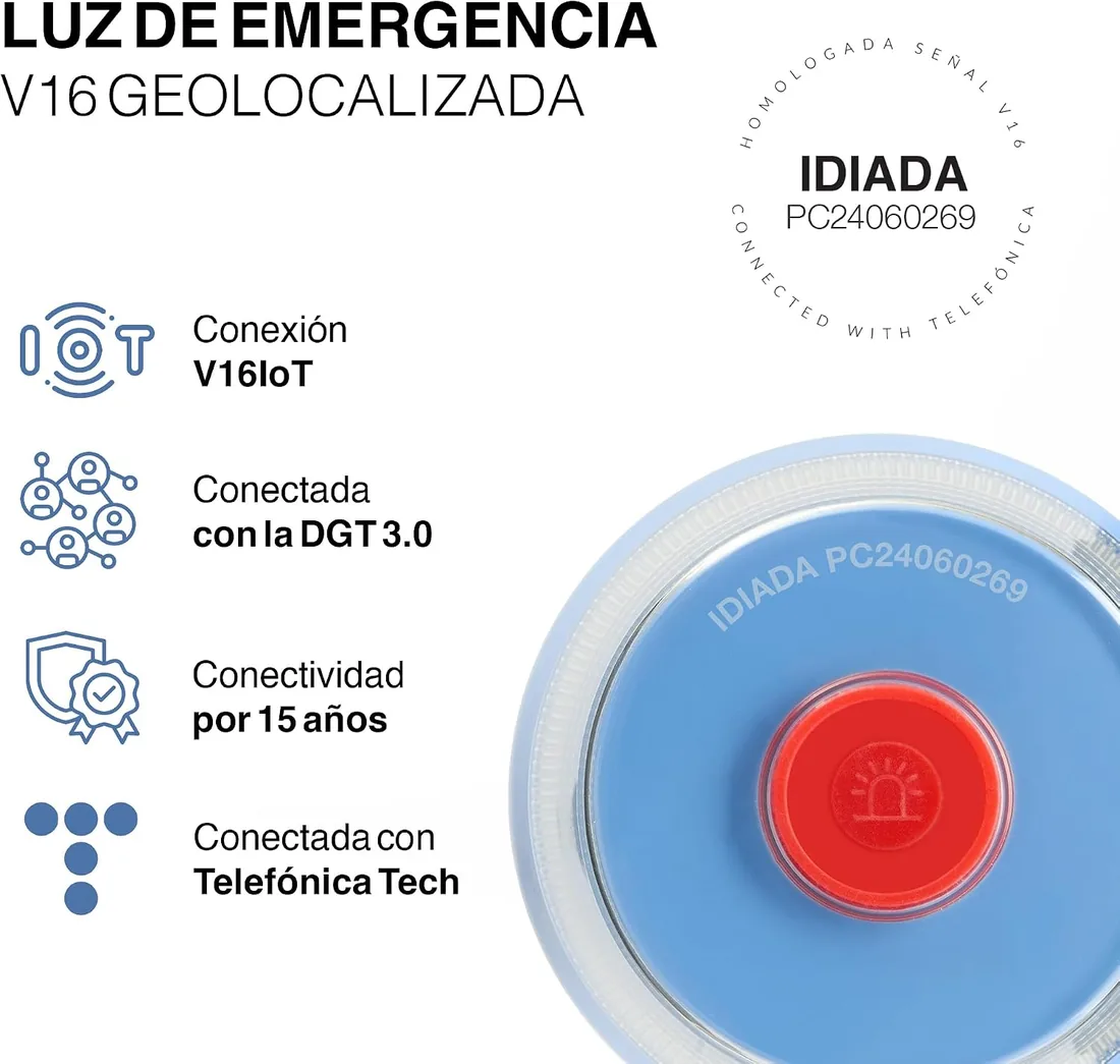 SafetyTech - Luz Emergencia Coche Homologado DGT, con SIM Telefónica y Datos Gratis hasta 2038, Baliza V16 Homologada DGT con Geolocalizador 3.0 + Funda Accesorios Coche, V16 con Geolocalización foto 2