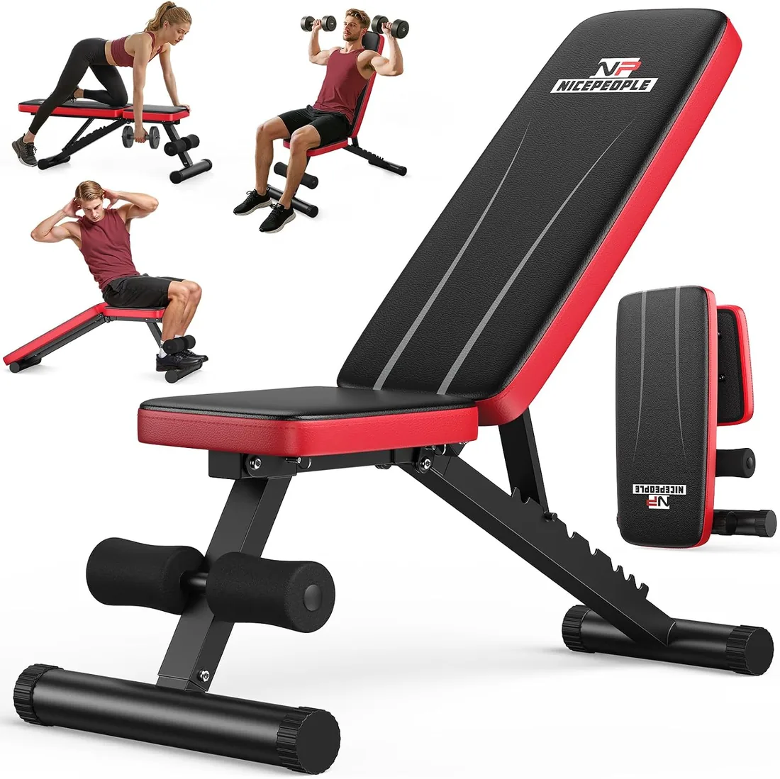 Banco de pesas regulable para gimnasio en casa, capacidad de carga de 300 kg, banco de entrenamiento con 8 posiciones de respaldo para pecho, hombros y brazos