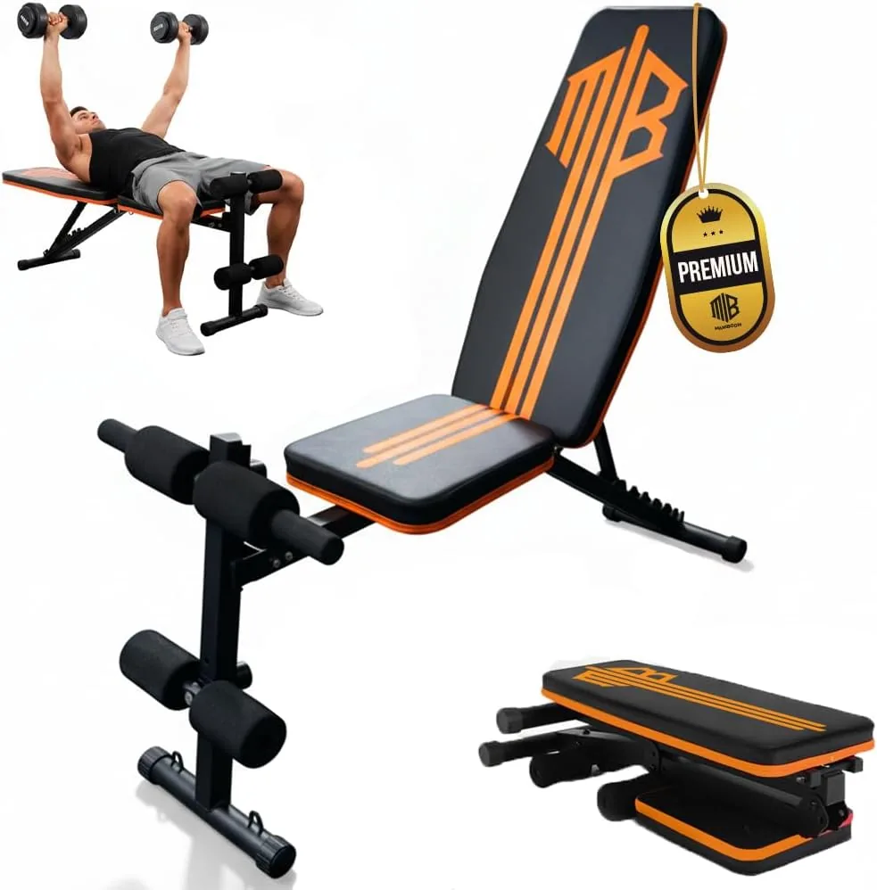ManiBoom Banco Musculación PLEGABLE para Entrenamiento en Casa Banco de Pesas Robusto con Altura Ajustable 7 Niveles Tabla de Abdominales Cómoda y Fácil de Montar Maquina Gym Carga Máxima de 250KG foto 3