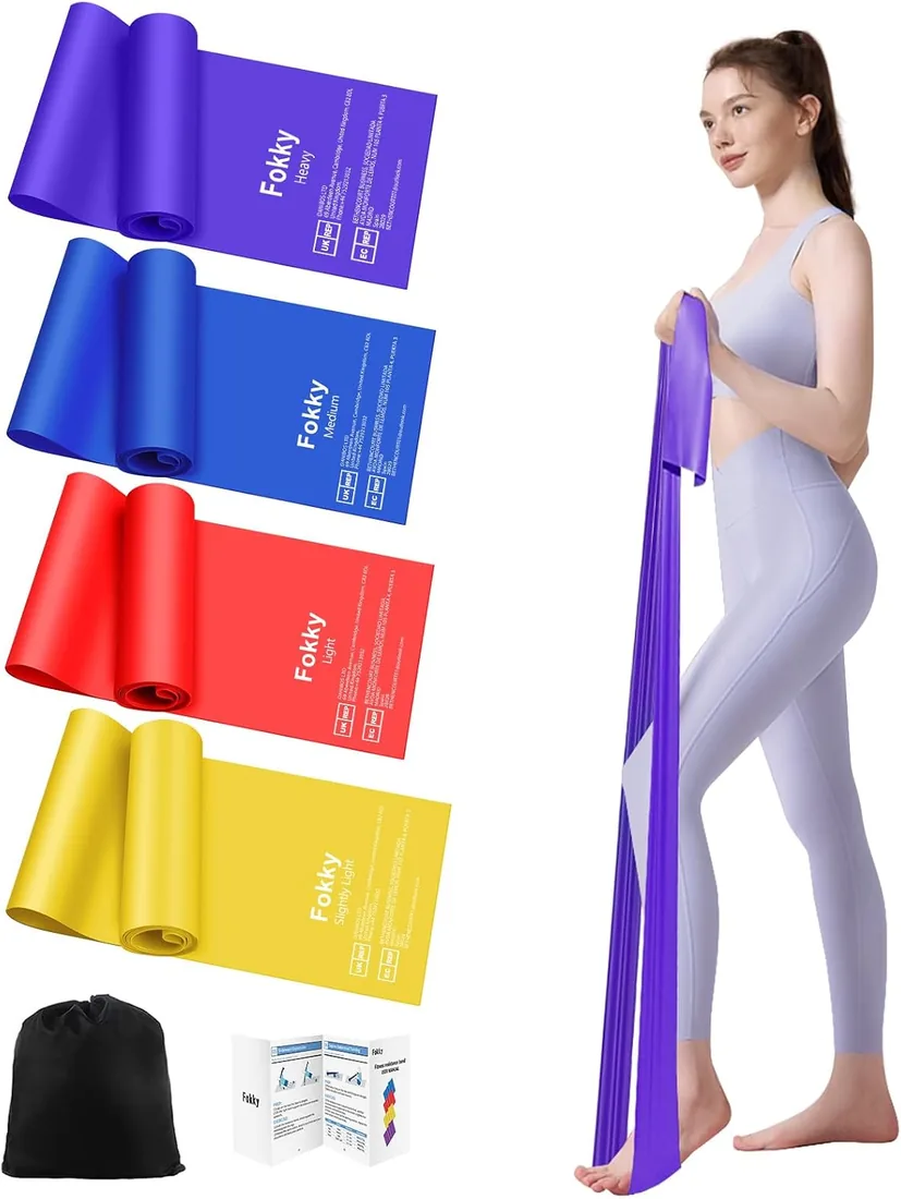 Fokky Gomas Elasticas Musculacion [Set de 4], 1.8M Bandas Elasticas Fitness | Bandas Elasticas Musculacion con Bolsa de Transporte, Cintas Elasticas Musculacion para Crossfit Musculación Yoga Pilates foto 2