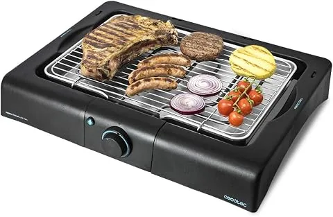 Cecotec Barbacoa Eléctrica de Sobremesa de Jardín PerfectSteak 4200 Way. 2400W, Parrilla Inoxidable, Temperatura y Altura Ajustable a 3 Niveles, 18/10 Steel, Color Negro Acero foto 3
