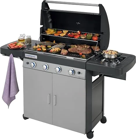 Campingaz 4 Series Classic LS Plus Barbacoa a gas, 4 quemadores de acero Inoxidable, 12.8kW, Sistema de limpieza InstaClean, 4 Ruedas, Color Negro, Gris, 160 x 59.8 x 115.6 cm foto 3
