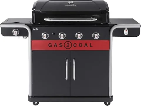 Char-Broil Barbacoa de Gas Gas2Coal 2.0 440 - Barbacoa híbrida de 4 quemadores con 2 bandejas para carbón patentadas, 2 grandes puertas - Ideal para cocinar al aire libre, jardín y patio foto 3