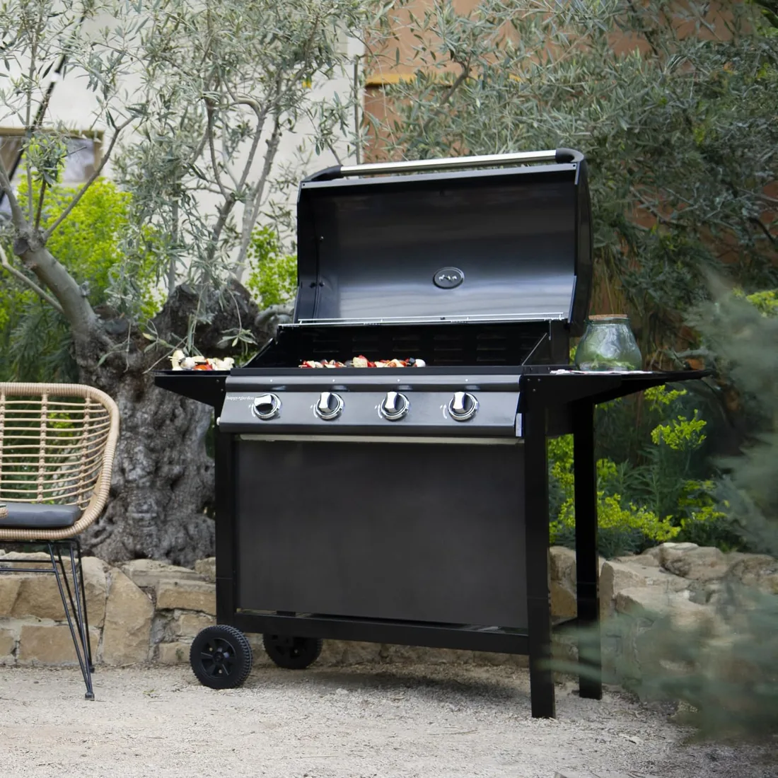 Happy Garden Barbacoa de Gas Reno 4 quemadores con termómetro 14kW foto 2