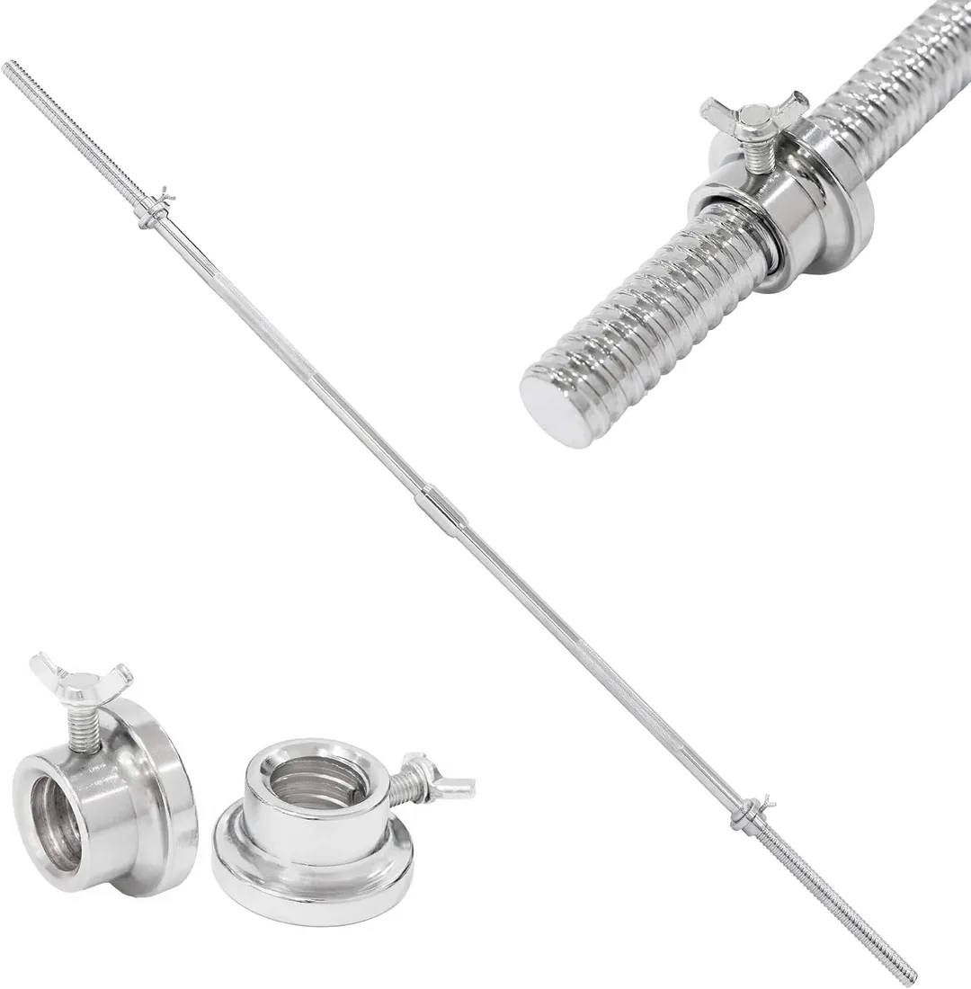 ALLINLIFE Barra de Pesas 180/220cm, Barra Recta Desmontable 25/28mm de Diámetro cromado, 2 Tuerca, Acero Resistente, Agarre Antideslizante, Barra de Levantamiento de Pesas, Barra Olímpica en Gym Casa