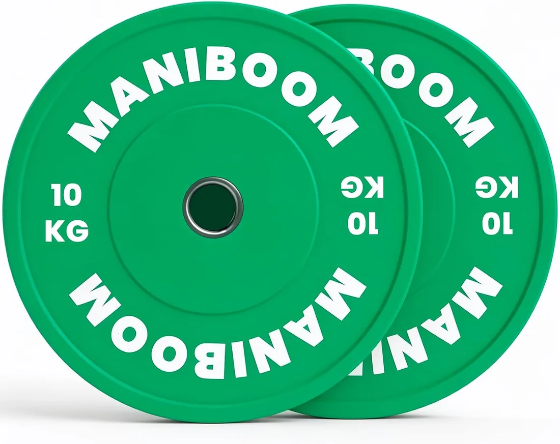 Discos Pesas Olimpicos Bumper 5kg, 10kg, 20kg, 25kg – Placas de Caucho Alta Densidad (85 Shore A) para Barra Olímpica 50mm – Equipo de Gimnasio en Casa, Cross Training y Halterofilia foto 2