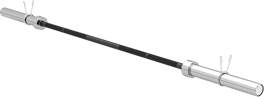 SPORTNOW Barra de Pesas de Acero 180 cm Ø50 mm Barra Olímpica 15 kg Negro | 2 Presillas, Carga 200 kg, para los Discos de Ø5 cm, para Press Banca Halterofilia en Gimnasio Casa