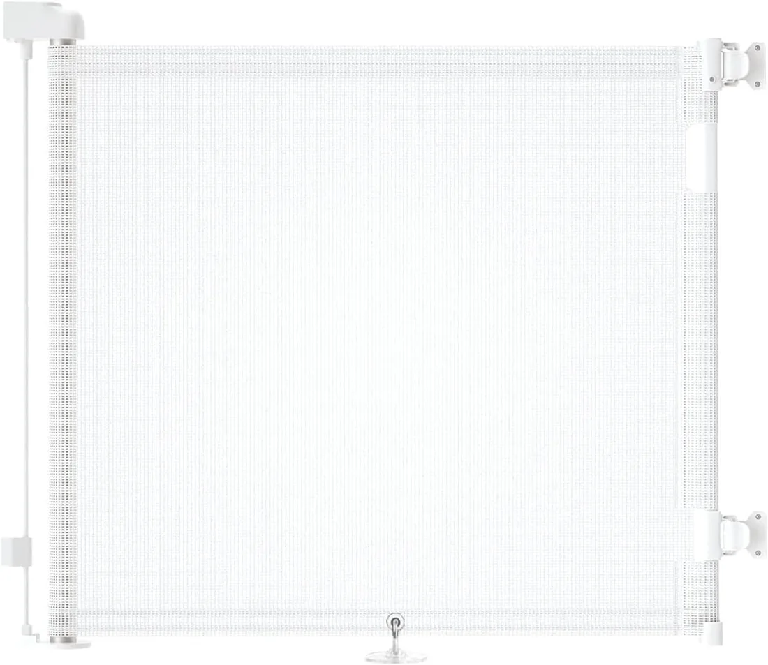 Puerta Seguridad Bebé Extensibles, Barrera Seguridad Nños y Perros, 0-150 cm Retráctil Vallas para Escaleras y Pasillos, Interiores y Exteriores