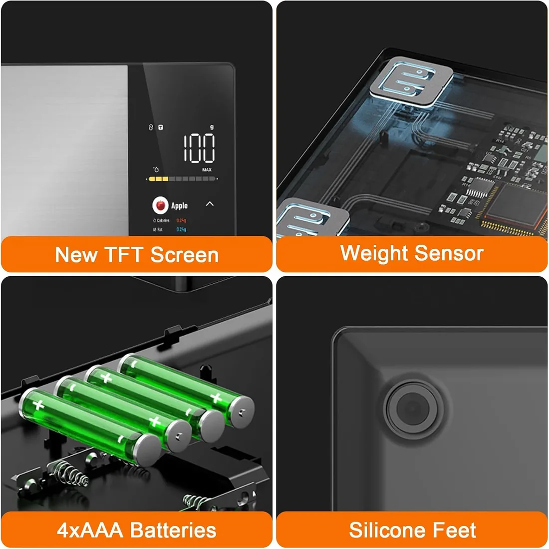 Báscula Inteligente de Cocina de Alimentos con Aplicación de Calculadora Nutricional, Báscula de Cocina Bluetooth, Función de Tara, Seguimiento de Calorías, Pantalla TFT a Color, Capacidad de 5 KG foto 3