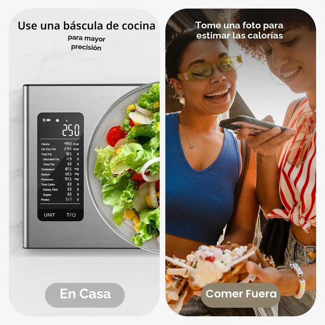 Ultrean Balanza Inteligente de cocina de precisión de 1 g/0,1 oz, báscula digital de cocina con pantalla LED HD, acero inoxidable, para cocinar y hornear foto 2