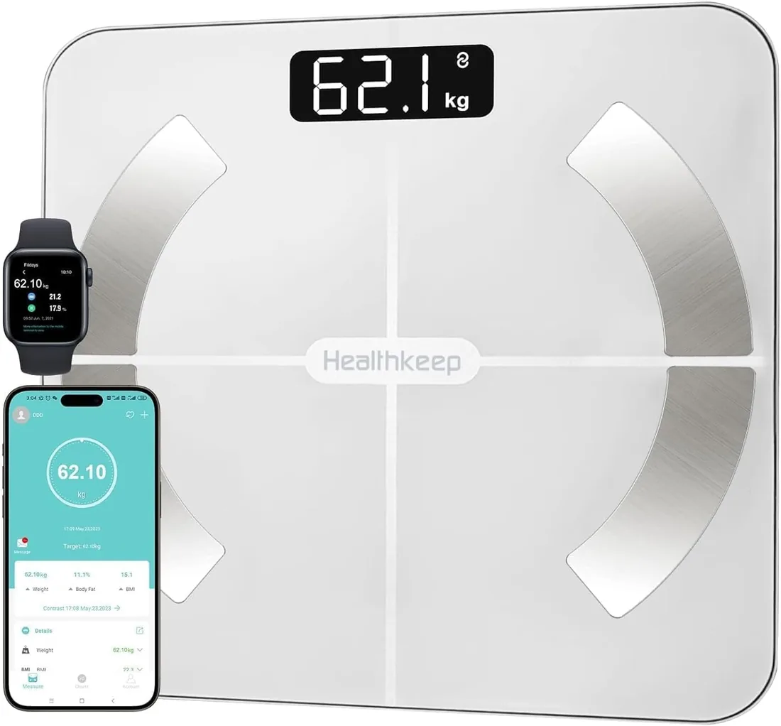 Bascula de Baño Digital, Bascula Grasa Corporal y Muscular con App, Bascula para peso corporal Inteligente, 13 Monitores de Composición Corporal Peso IMC Muscular, Máximo 180kg foto 2